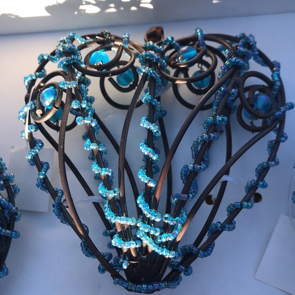 Rustic Holiday Wire Ornaments with Leather Loops for Hanging set of 3